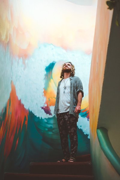 environmental portrait man with painting