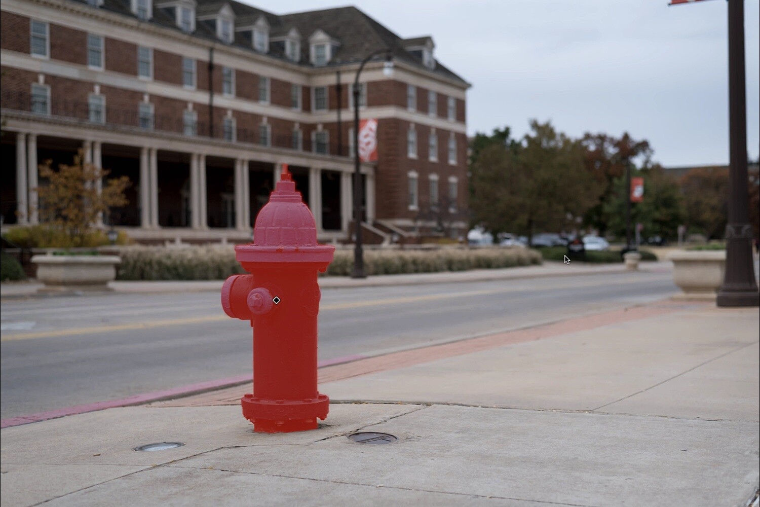 Lightroom Object Selection, a red mask overlay on top of a fire hydrant.
