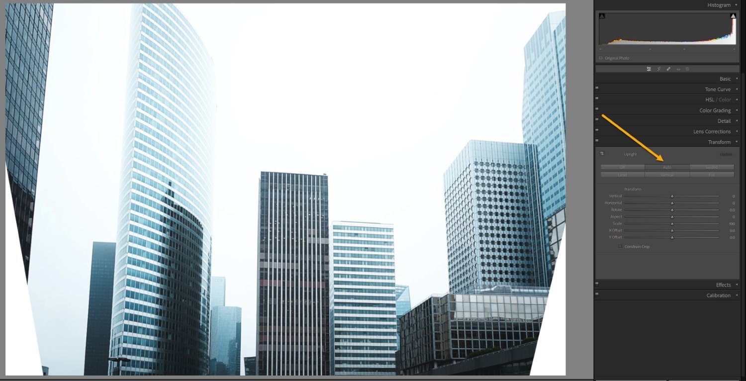 The Lightroom Transform panel